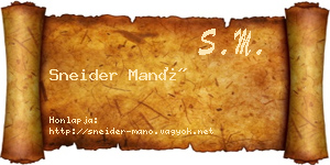 Sneider Manó névjegykártya